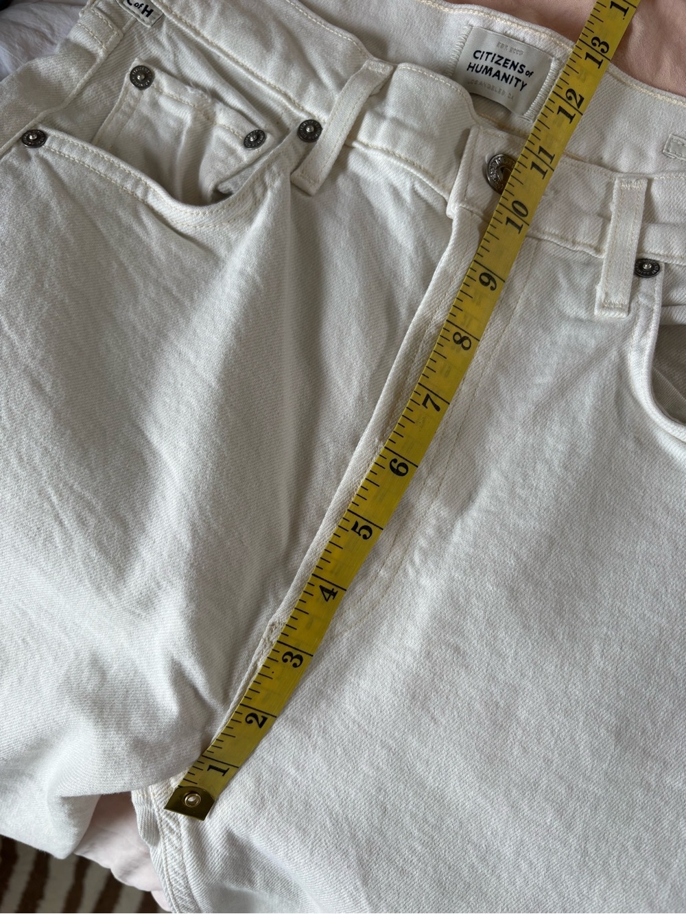 Citizens Of Humanity Charlotte Crop Jeans 26 White High Rise Button Fly Stretch - Picture 9 of 10